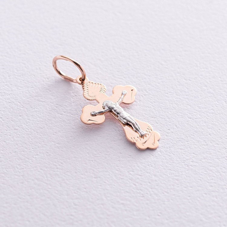 Золотий хрестик "Розп'яття. Спаси і Збережи" 230133 від ювелірного магазину Онікс