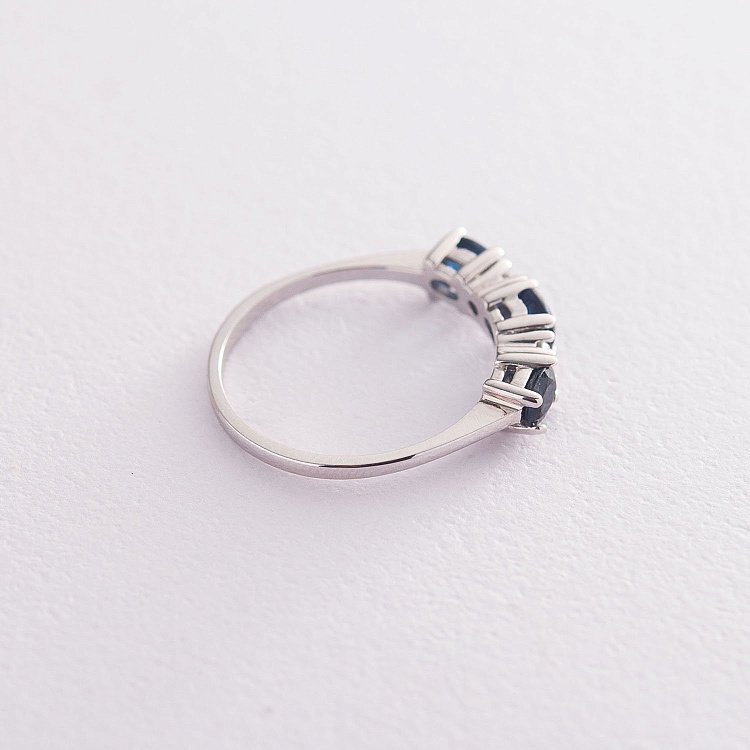 Золотое кольцо с синими сапфирами и бриллиантами JR7930 от ювелирного магазина Оникс - 2