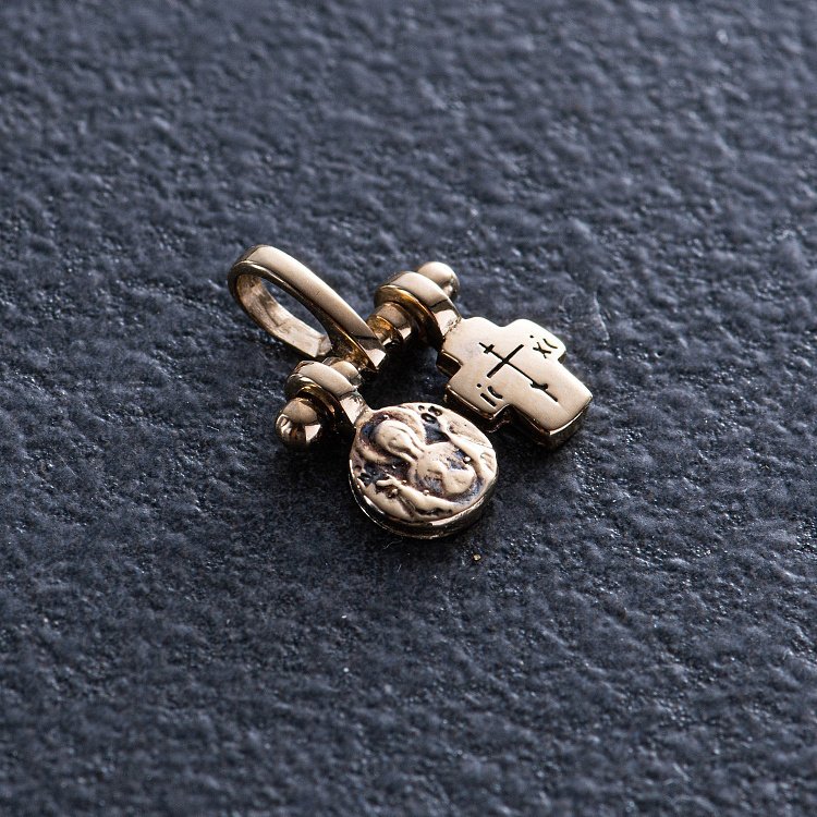 Золота підвіска з хрестиком та ладанкою п03792 від ювелірного магазину Онікс