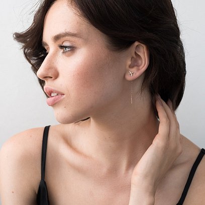 Золоті сережки-протяжки "Літачок" с06302 №5