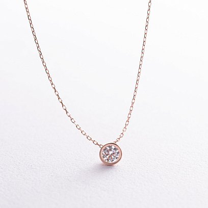 Колье с одним фианитом (красное золото) кол02276 №5