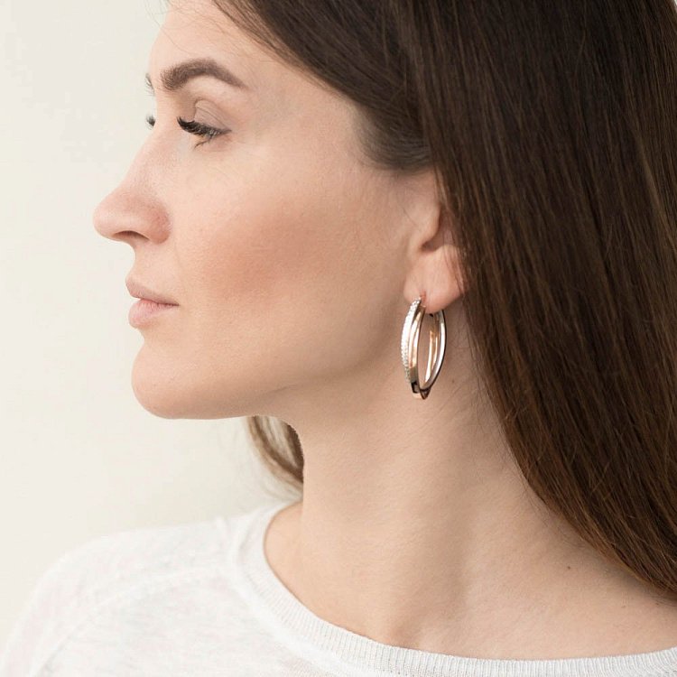 Золотые серьги-кольца с02422 от ювелирного магазина Оникс - 2