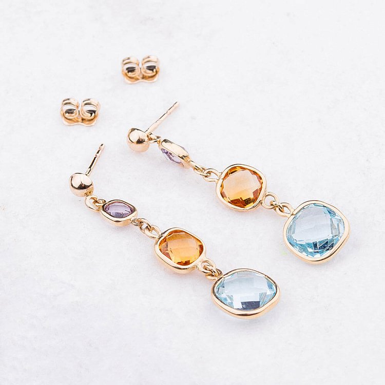 Золотые серьги с натуральными камнями с03522 от ювелирного магазина Оникс - 2