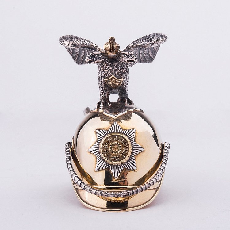 Серебряная стопка с двуглавым орлом ручной работы (позолота, чернение) сер00045 от ювелирного магазина Оникс