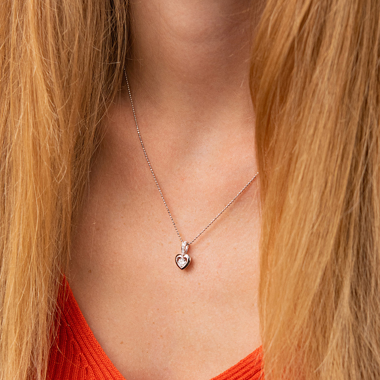 Золотой кулон с сердечком (бриллиант) пб0152lg от ювелирного магазина Оникс - 1