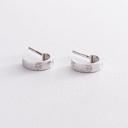 Золотые серьги - пусеты "Love" с07445 №8