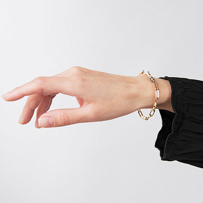 Золотой браслет "Lucile" (черные фианиты) б05839 №6