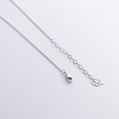 Серебряное колье "Клевер" (синт. малахит) 181308 №5