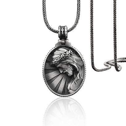 Срібний кулон "Ісус Христос у терновому вінці" 133183 №3