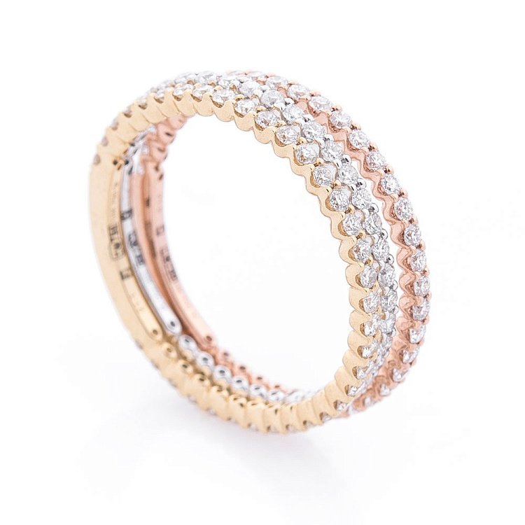 Потрійний перстень із золота (діамант) кб0239ch від ювелірного магазину Онікс