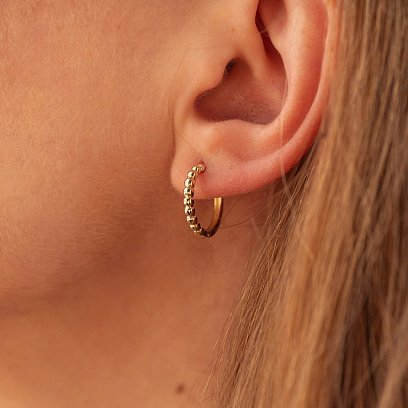 Серьги - кольца в желтом золоте (шарики) с09045 №4