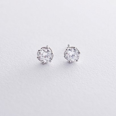 Золоті сережки-пусети з фіанітом с04760