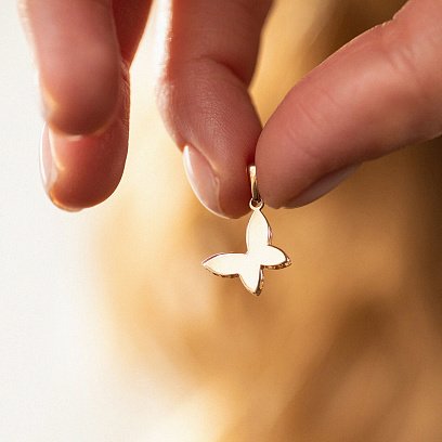 Золота підвіска "Метелик" з фіанітами п03501 №2