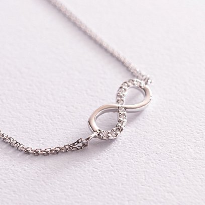 Браслет "Нескінченність" в білому золоті (фіаніти) б04853 №2