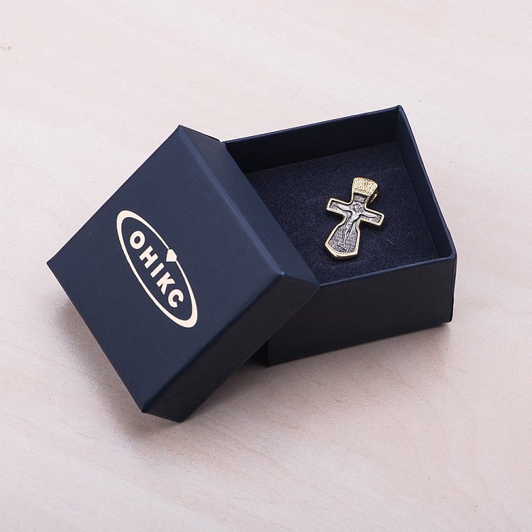 Срібний хрестик з позолотою "Розп'яття" 131683 від ювелірного магазину Онікс - 2