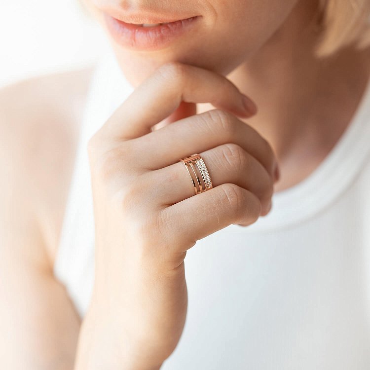 Кольцо в красном золоте (фианиты) к07041 от ювелирного магазина Оникс - 4