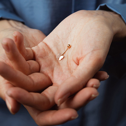 Золотий пірсинг в пупок "Метелик" з фіанітами пир00256 №2