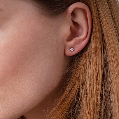 Золоті сережки - пусети з діамантами сб0383z №2