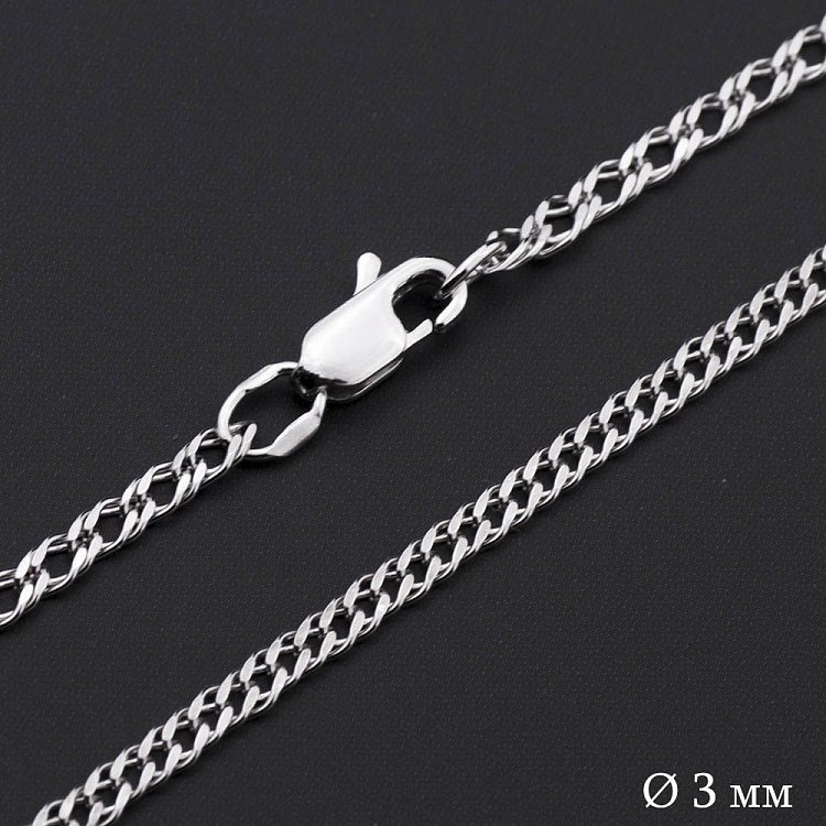 Серебряная родированная цепочка плетение Двойной ромб Р010292 от ювелирного магазина Оникс