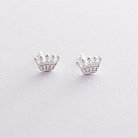 Серебряные серьги-гвоздики "Корона" 121888 от ювелирного магазина Оникс