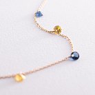 Золотой браслет "Украинка" на ногу (синие и желтые фианиты) б05118 от ювелирного магазина Оникс - 2