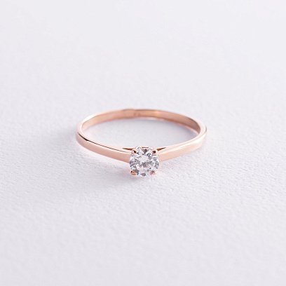 Золотое помолвочное кольцо с фианитом к04906