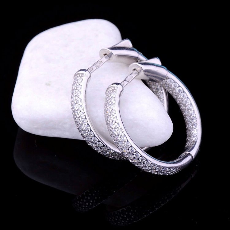 Сережки з фіанітами (родій) 12909 від ювелірного магазину Онікс - 3