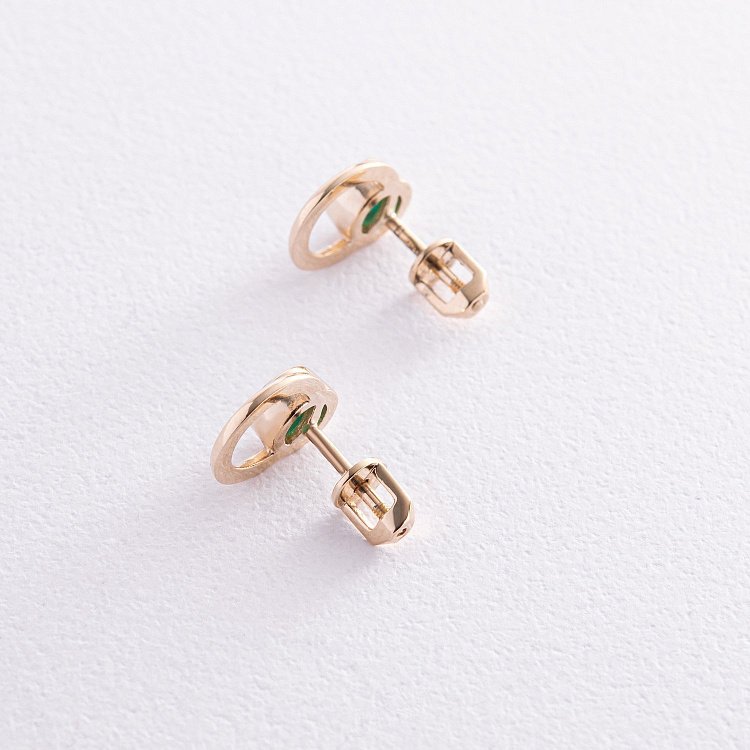 Серьги - пусеты "Эйприл" с ониксом (желтое золото) с08468 от ювелирного магазина Оникс - 3