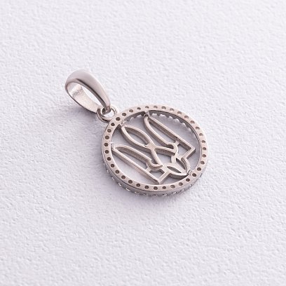 Серебряный кулон "Герб Украины - Тризуб" с фианитами 1059 №2