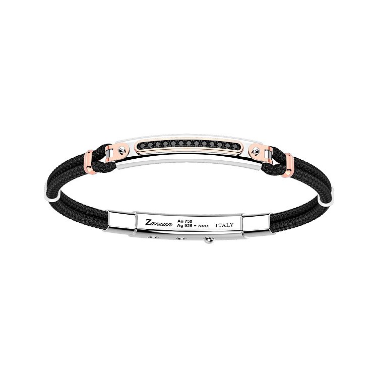 Чоловічий браслет з кевлара з чорною шпінеллю ZANCAN EXB787R-N від ювелірного магазину Онікс