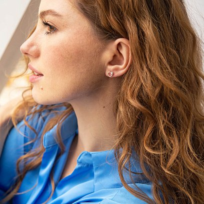 Золоті сережки - пусети "Сердечка" з діамантами сб0474z №2