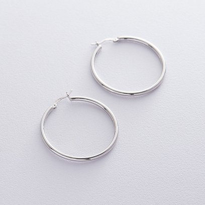 Срібні сережки-кільця 122566 №2