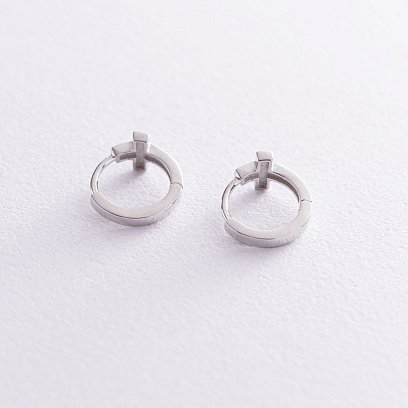 Серебряные серьги "Крестики" с эмалью 122851 №4
