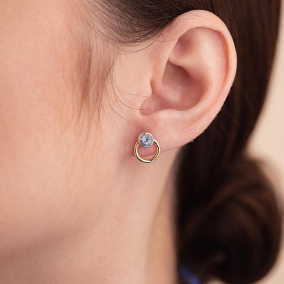 Серьги - пусеты "Эйприл" с топазами (желтое золото) с08225 №7