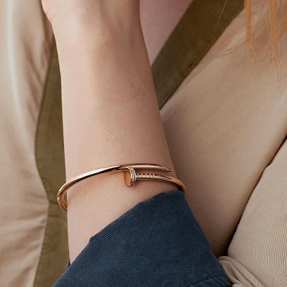 Золотой браслет "Гвоздь" с фианитами б05043 №2