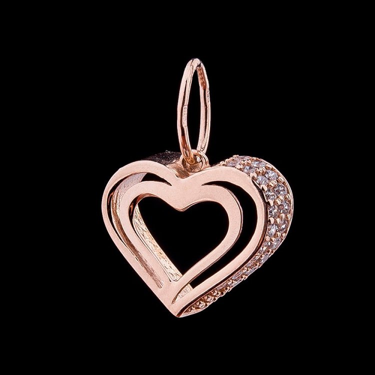 Золота підвіска "Серце" п02542 від ювелірного магазину Онікс