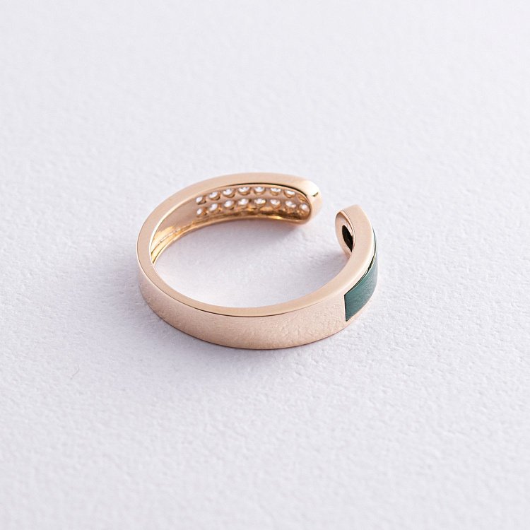 Золота каблучка з діамантами і малахітом кб0500sc від ювелірного магазину Онікс - 4