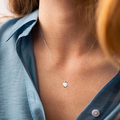 Кольє "Сердечко" з синт. опалом (біле золото) кол02411 №2