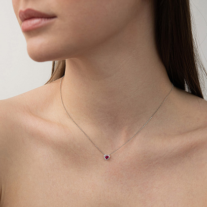 Золоте кольє "Сердечко" (діаманти, рубін) колб0159lg №2