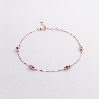 Золотой браслет "Шарики" на ногу б05561