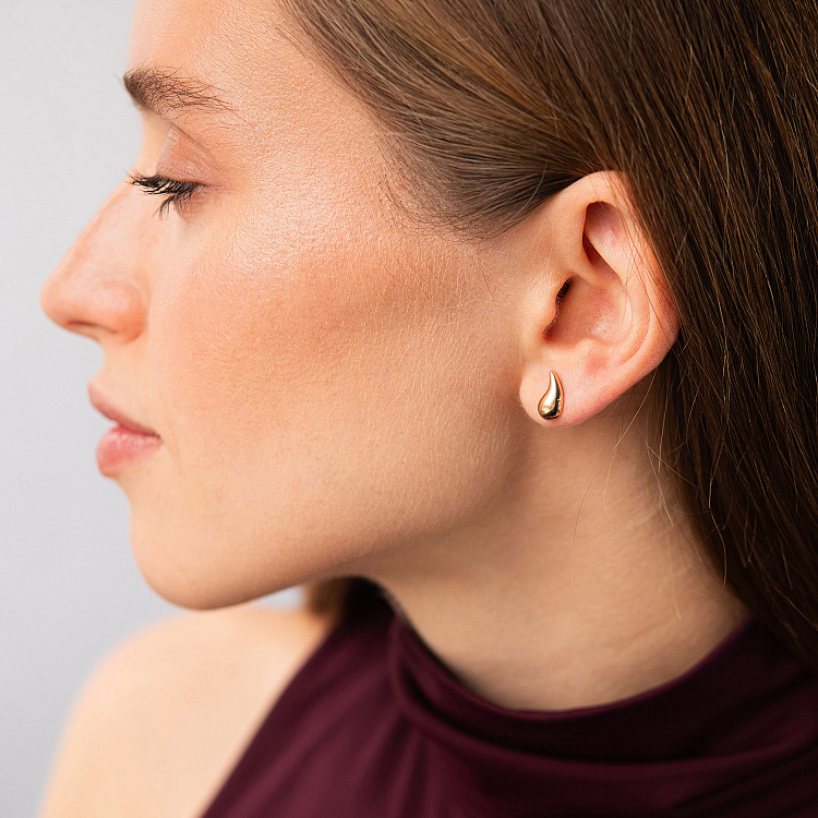 Золотые серьги - пусеты "Melanie" с09448 от ювелирного магазина Оникс - 3