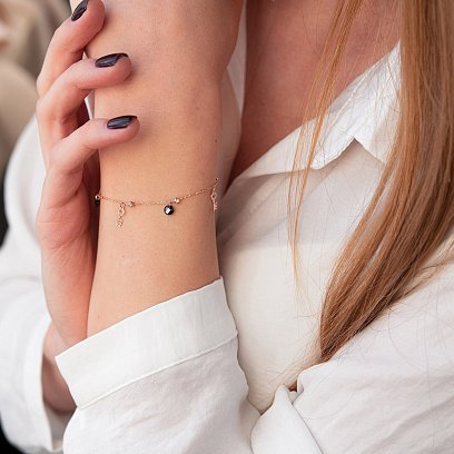 Золотий браслет "Ключики" (фіаніти) б04881 №3