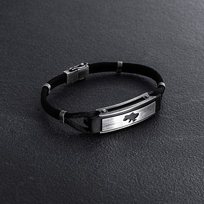 Шовковий браслет "Карта України" зі срібними вставками (ебен) 1248с