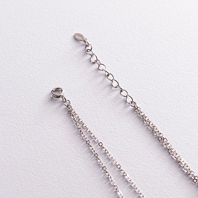 Подвійне срібне кольє з кульками 181133 №4