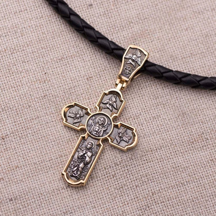 Серебряный крест "Распятие" с позолотой 132472 от ювелирного магазина Оникс - 6