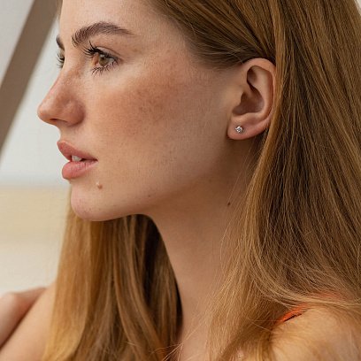 Серьги - пусеты с бриллиантами (белое золото) 35571121 №2