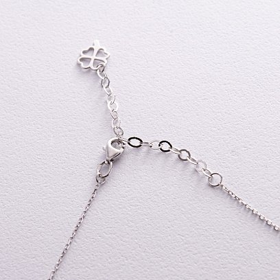 Колье "Клевер" в белом золоте (малахит) кол02403 №5