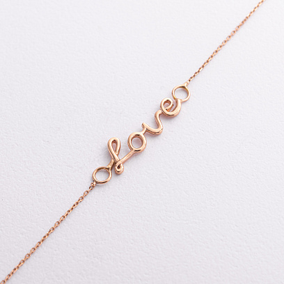 Браслет "Love" в красном золоте на ногу б04172 №2