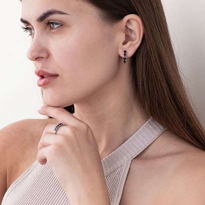 Серебряное кольцо с синтетическими сапфирами 1377/1р-HSPH №3