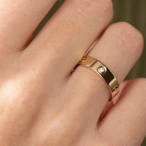 Кольцо "Love" в желтом золоте (фианиты) к07139 №2